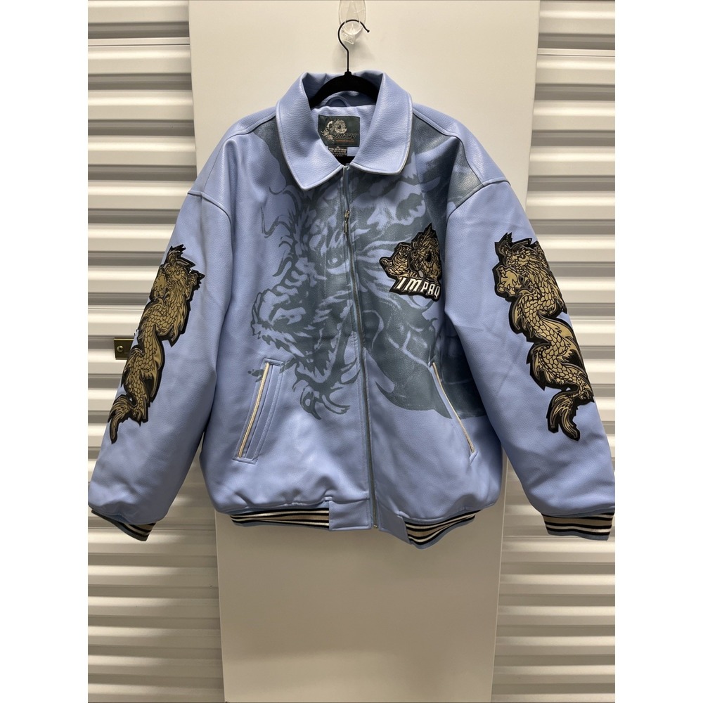Rare Impaq Collective Hip Hop Leather Jacket Dragon & Tiger Embroidered Sz Xl
